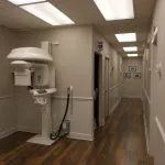 Office hallway with x-ray machine