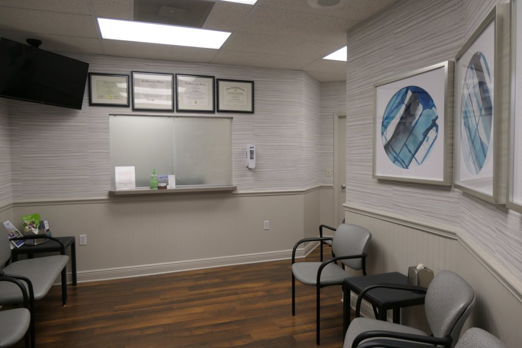 office waiting room with front desk